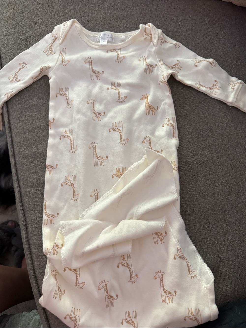 Cream Giraffe-Print Baby Sleep Sack - Soft Long Sleeve Pajama Gown